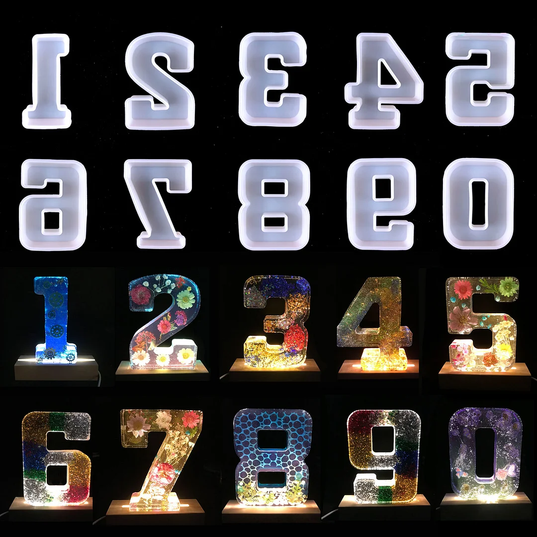 3D Arabic Numeral Casting Molds 0 to 9 Silicone Resin Mold