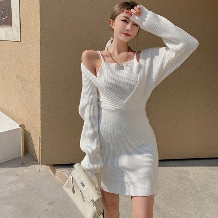 Off Shoulder Fake Two Pieces Dress
