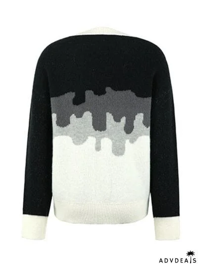 Color Block Dropped Shoulder Sweater