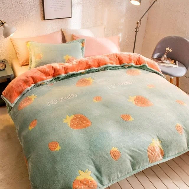 Sweet Warm Coral Fleece Blanket Quilt SP15326