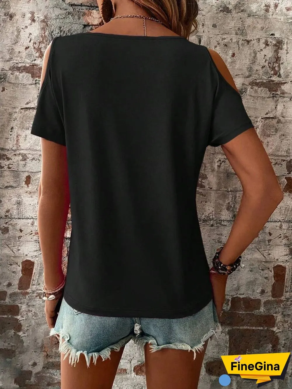Black Short Sleeve Plain Top