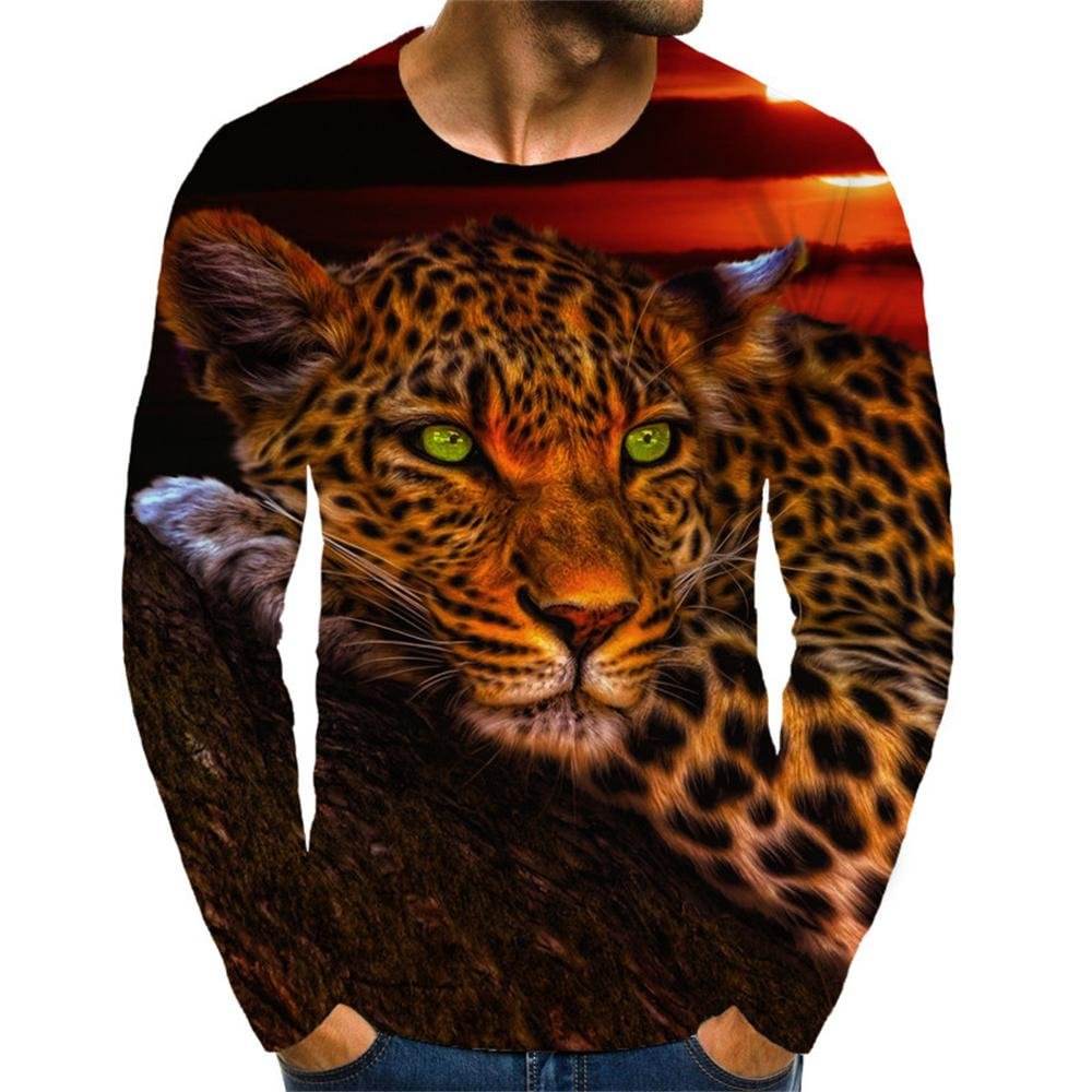 3D Graphic Long Sleeve Shirts Leopard