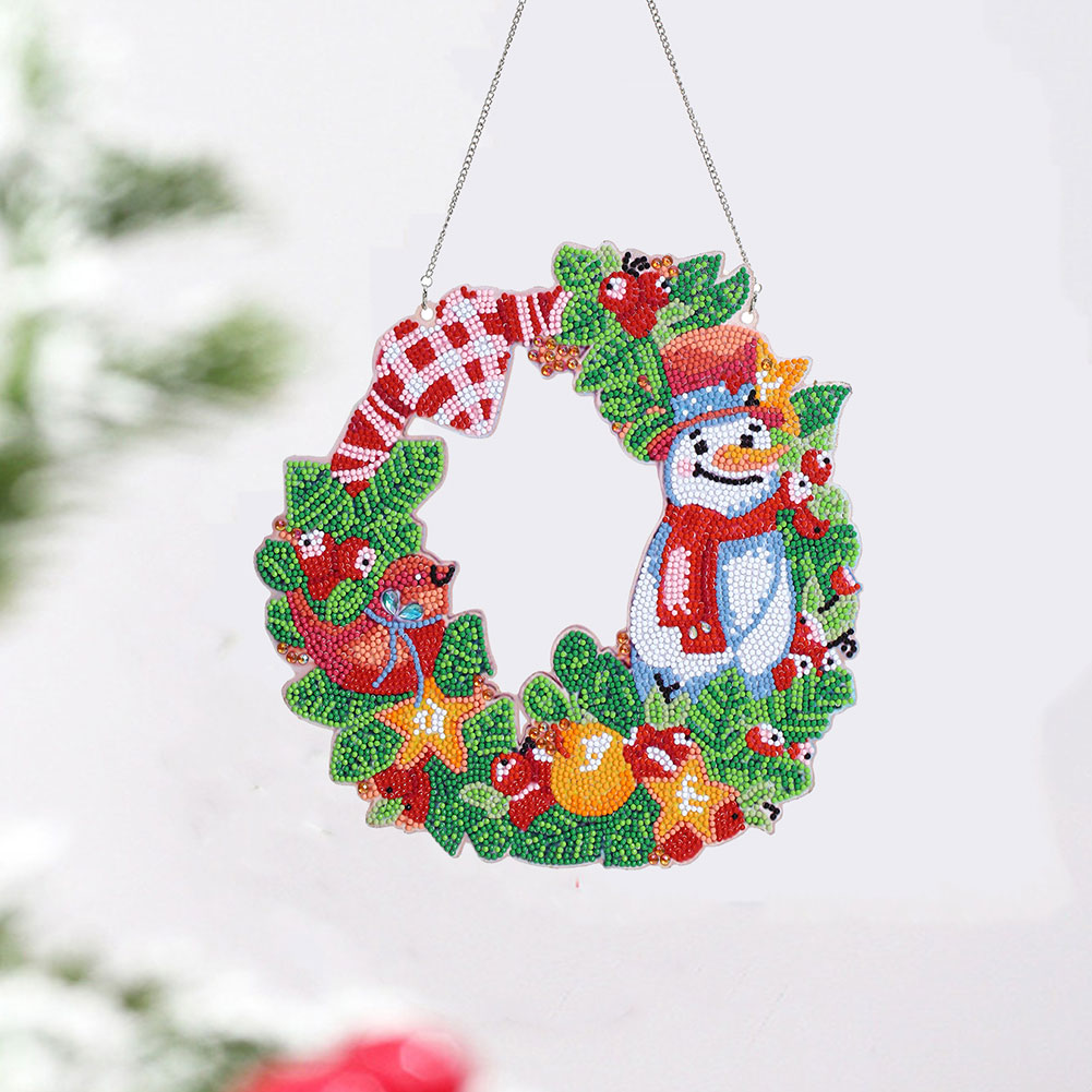 Christmas Snowman Wreath - 5D DIY Craft Pendant - 30*30CM от Peggybuy WW