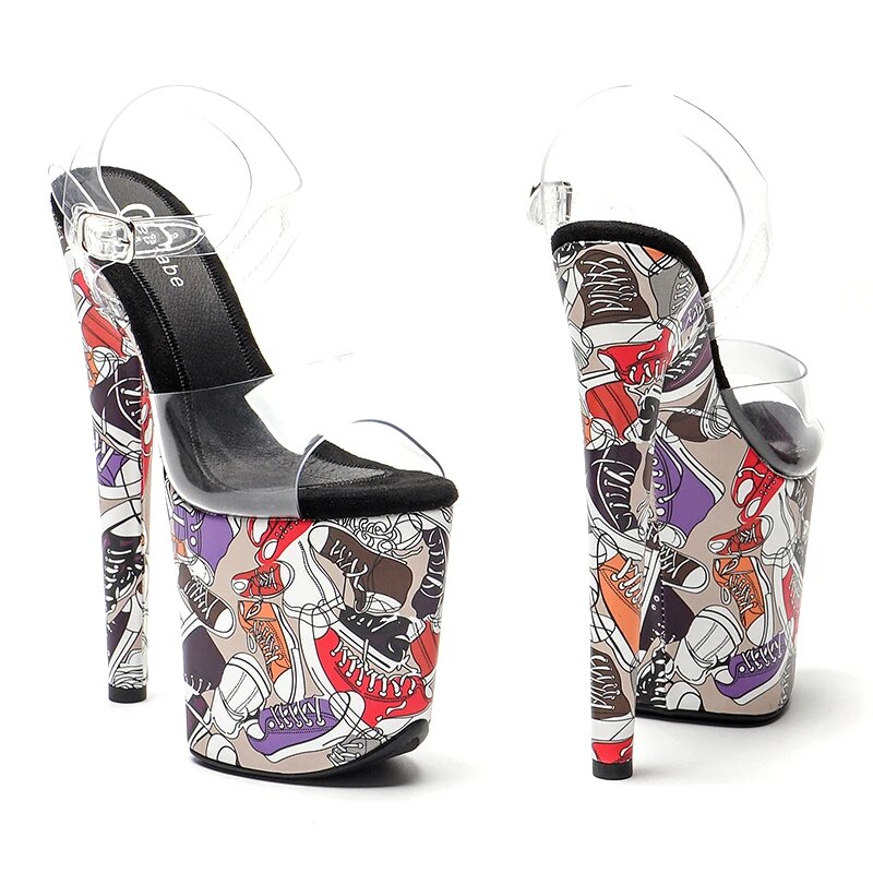 TAAFO 8Inch/20cm PVC Upper Platform Sandals Party High Heels Shoes Pole Dancing Shoes