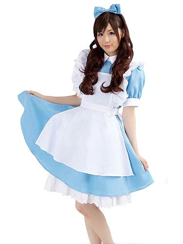 Halloween Costume Maid Alice In Wonderland Anime Maid Blue Lolita Dress Novameme