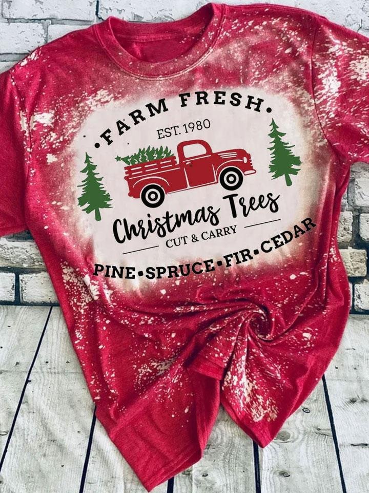 Farm Fresh Christmas Trees Truck Tie Dye T-Shirt