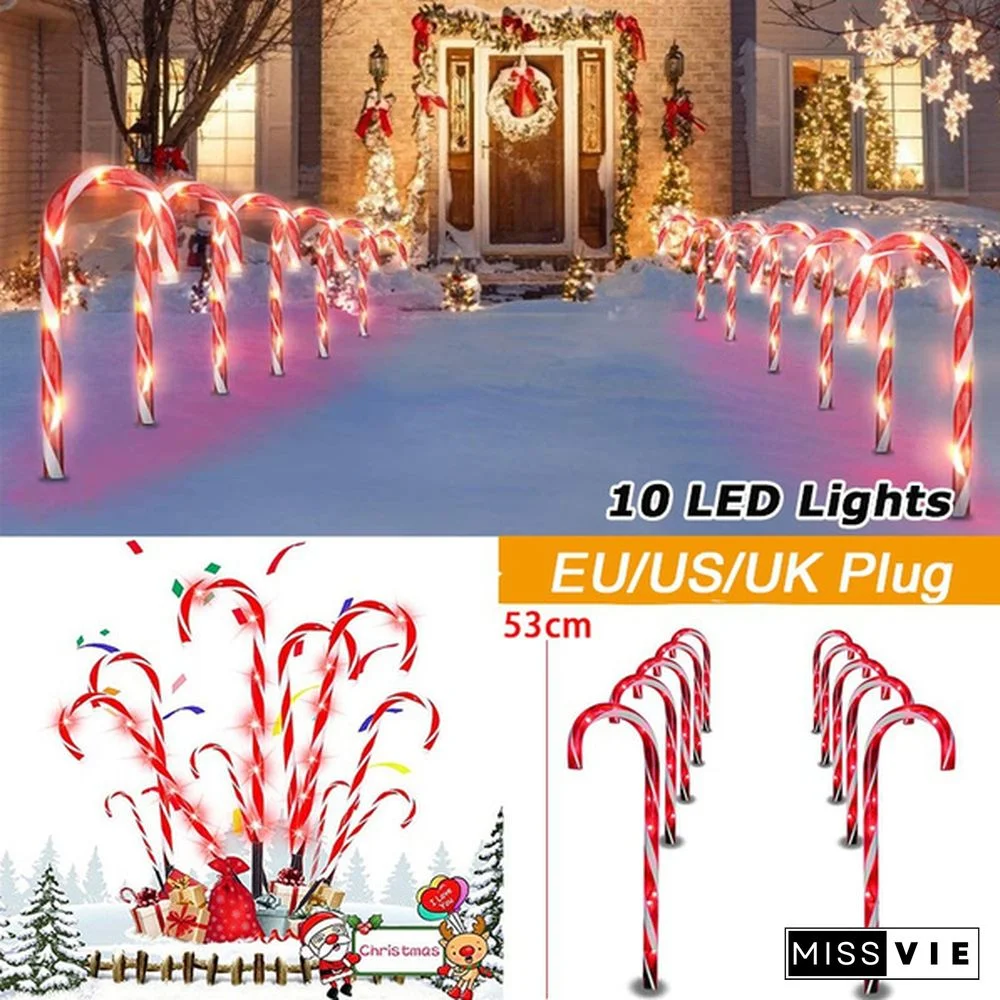 10X Christmas Candy Cane Led Lights Outdoor Pathway Yard Garden Indoor Outdoor Decor