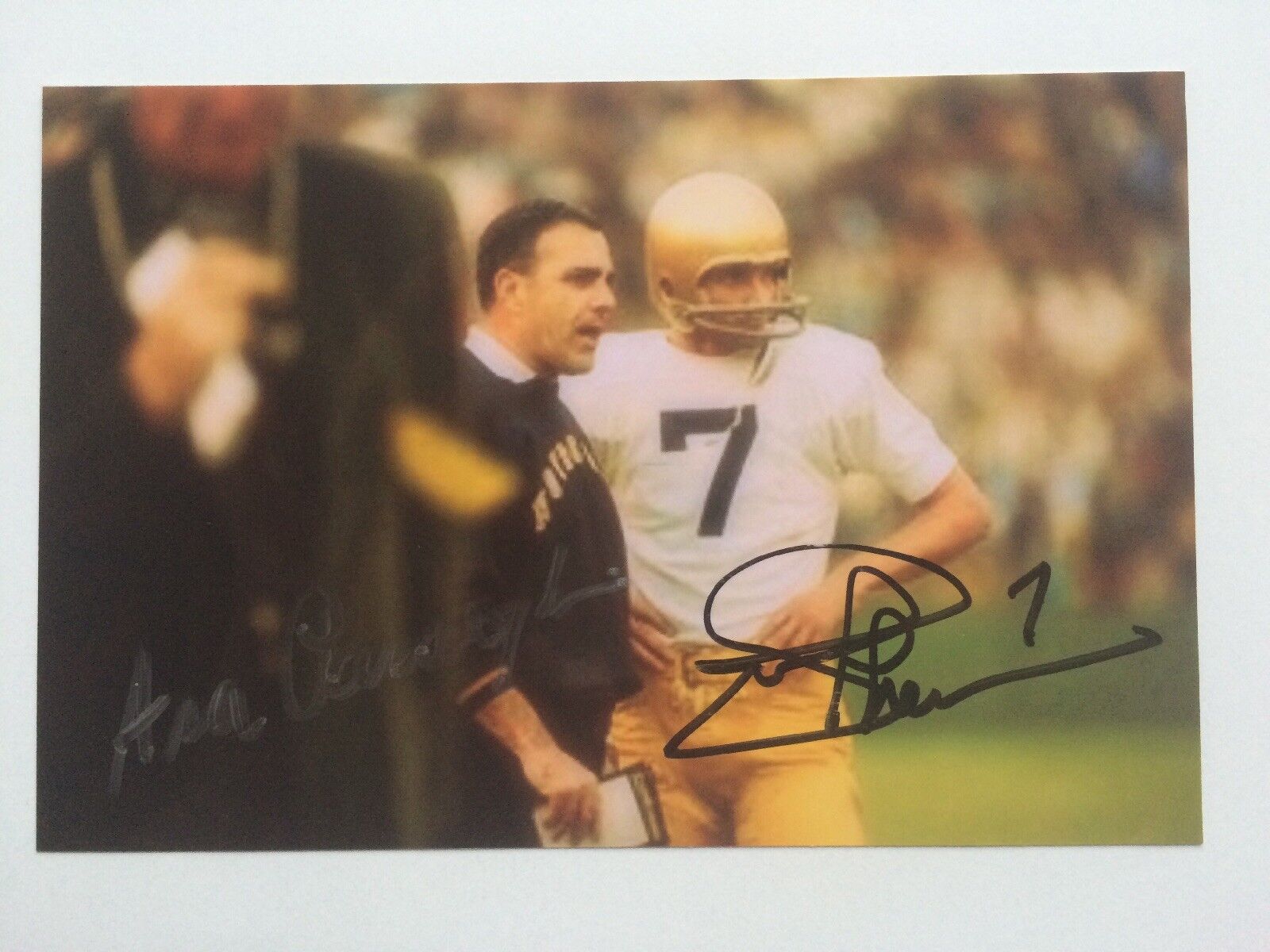 Ara Parseghian Joe Theismann Autographed Photo Poster painting Notre Dame