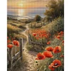 Poppy Path - 11CT Stamped Cross Stitch - 40*50cm - Natural