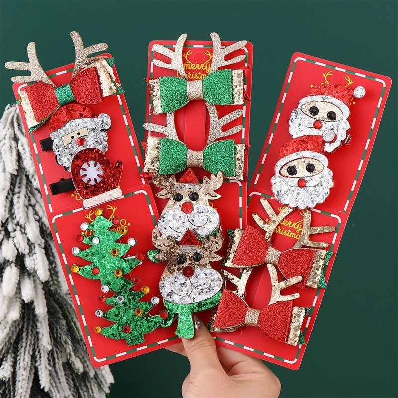 Christmas Cute Sweet Women's Christmas Tree Santa Claus Snowman Alloy Plastic Hair Clip