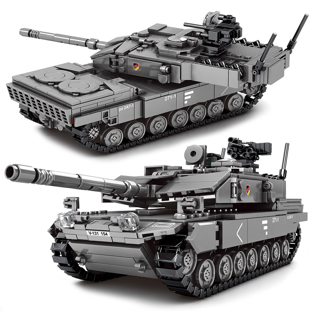 Military Tank Challenger Leopard 2A7+ Main Battle Tank Soldier Police Building Blocks WW2 Brick Army