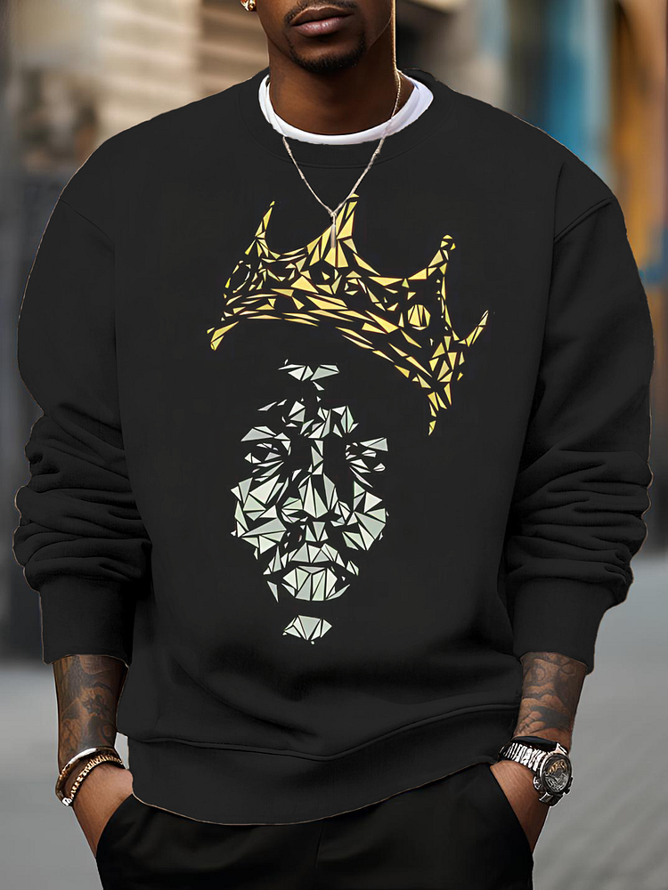 Men's Hiphop Rock King Art Print Casual Sweatshirt