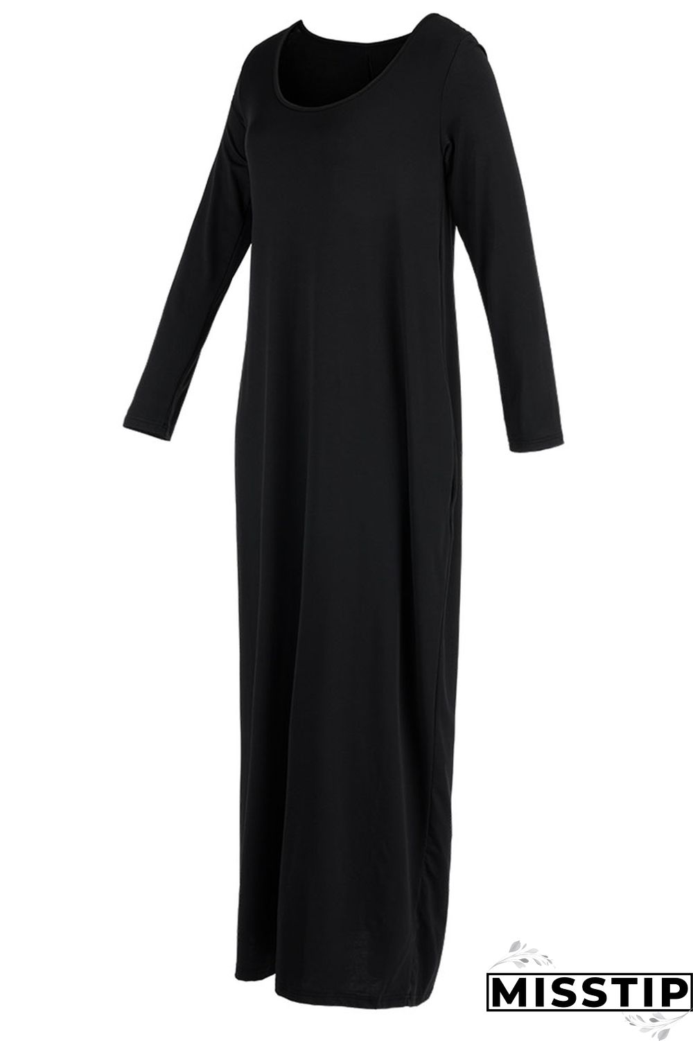 Black Casual Solid Patchwork V Neck Straight Dresses