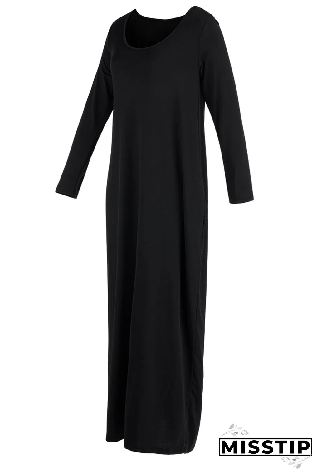 Black Casual Solid Patchwork V Neck Straight Dresses
