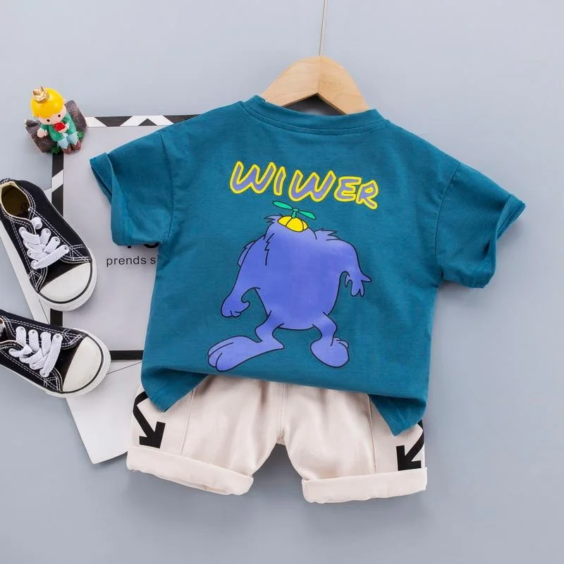 Baby Boy Outfits Clothes Summer Sets 2021 Cartoon 1 2 3 4 Years Kids Cotton T-shit + Short Pants Children Clohing