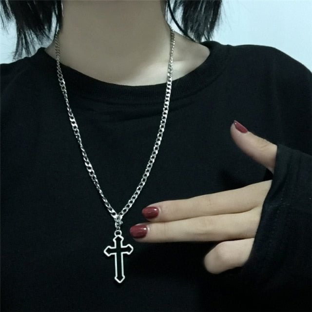 YOY-Vintage Gothic Hollow Cross Pendant Necklace