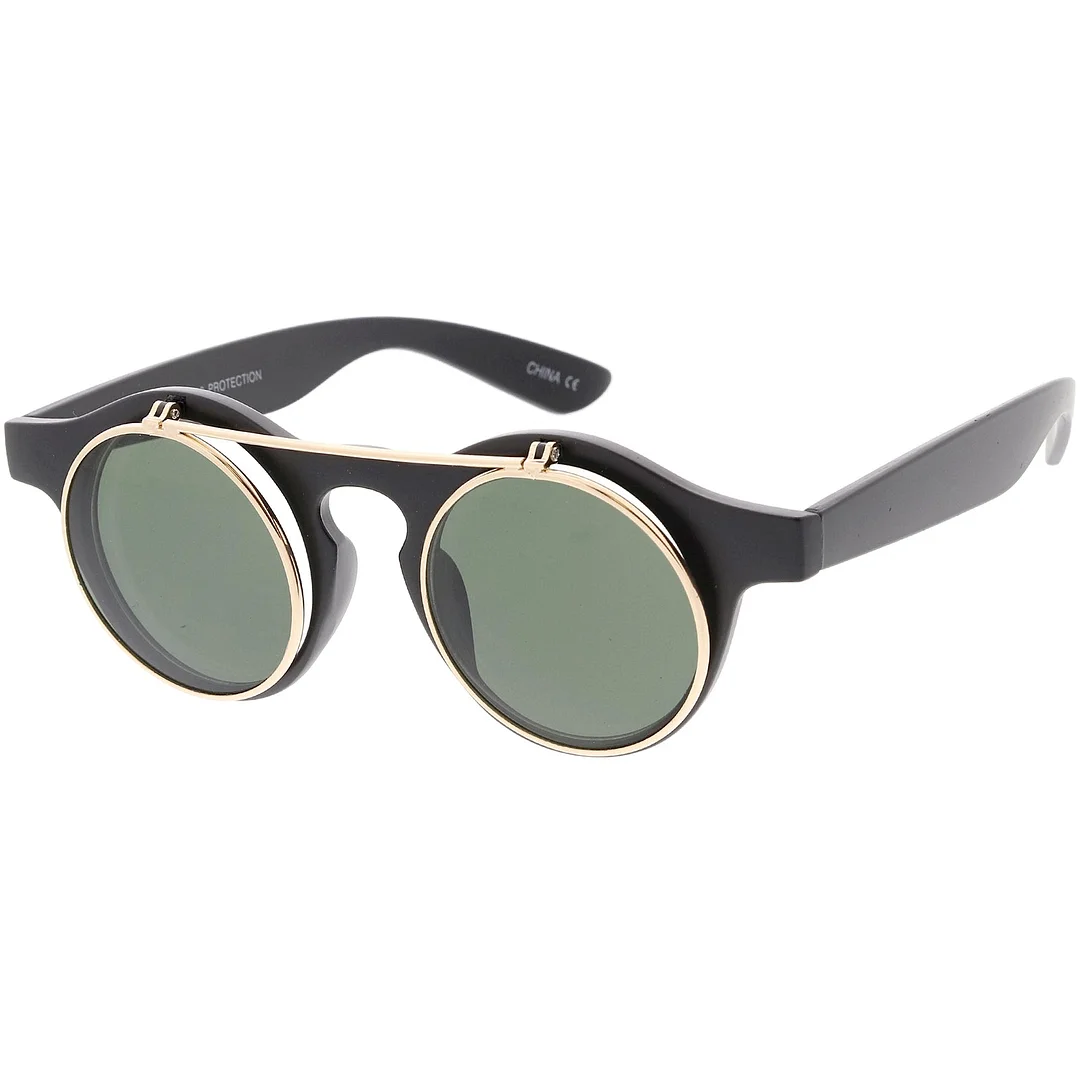 Small Retro Steampunk Circle Flip Up Glasses / glasses