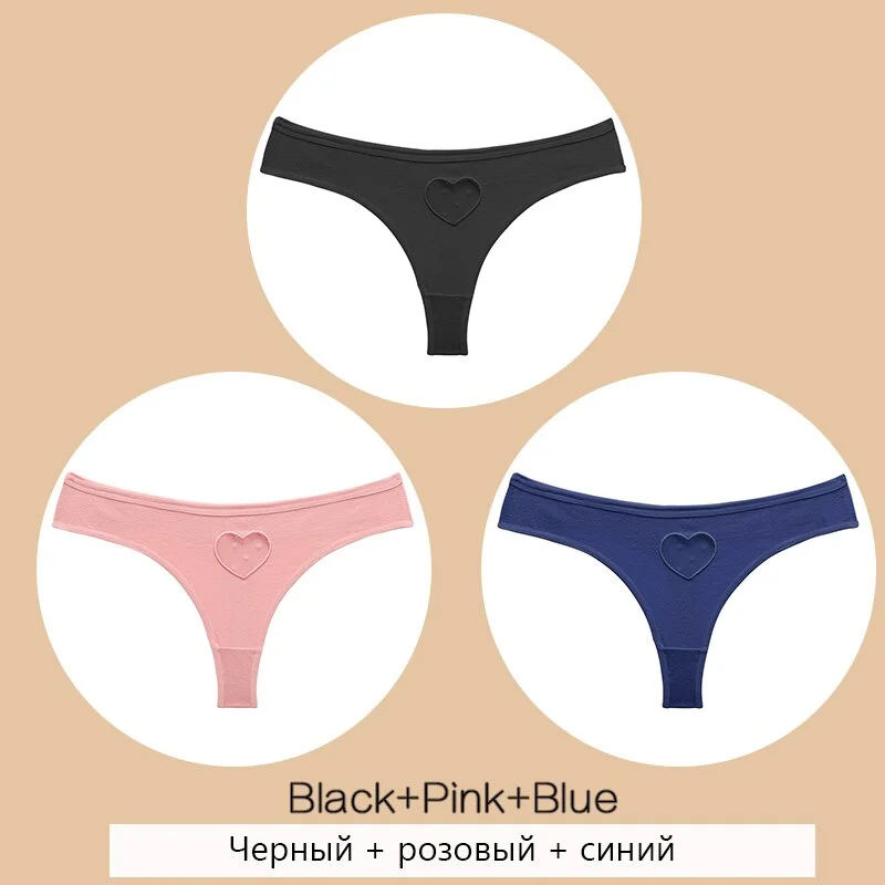 FINETOO Cotton Thongs Women Hollow Out Heart G-string Panties S-XL Ladies T-back Underpants Sexy Thong Panties Female Lingerie