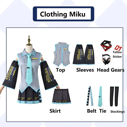[Wetrose] In Stock Miku Cosplay Costume V2 01 Classic Female Male Fanart Vocaloid Anime Dress Kawaii Leather Latex Cos Wig Shoes Full Set