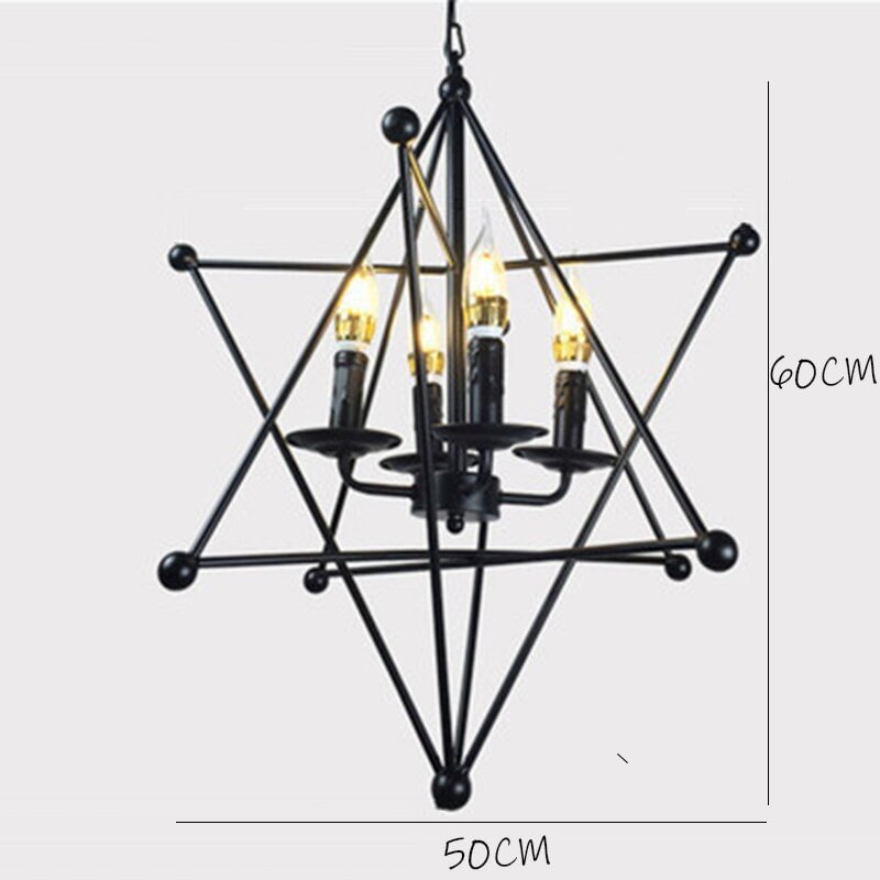 American Style Retro Decor Chandelier Lighting Nordic Loft Ceiling Light Living Room Bedroom Wrought Iron Lamp Body Hanging Lamp