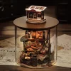 Roroom DIY Miniature and Furniture Dollhouse Kit,Mini 3D Wooden Doll House Craft Model with Dust Proof Cover and LED