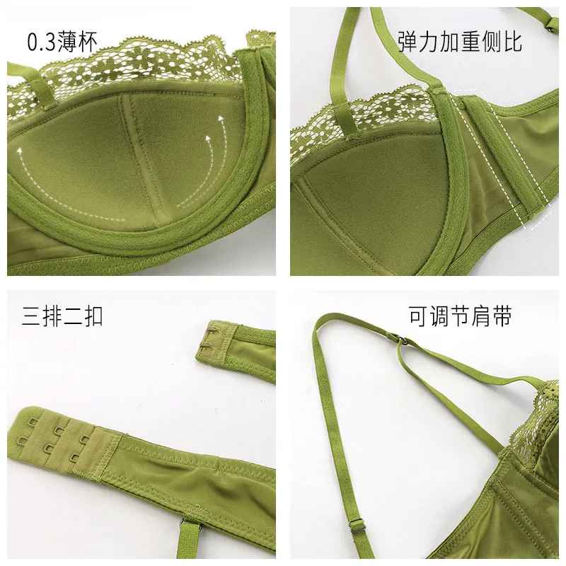 Churchf Lingerie Women Gathered Sexy Lingerie Set French Silk Thoracic Lingerie Soft Steel Ring On The Summer Bra Set