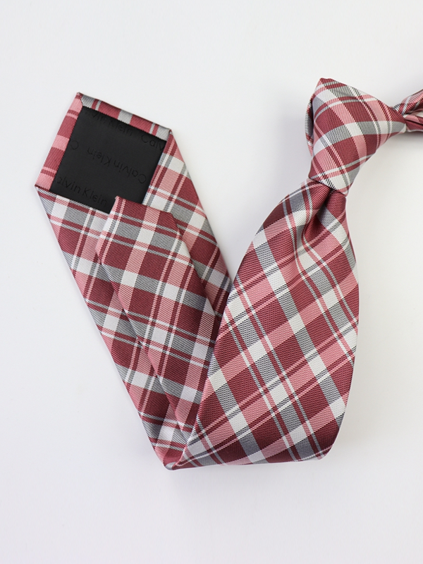 Plaid Strips Gray Silk Tie REAL SILK LIFE