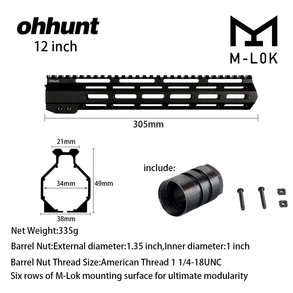 ohhunt ® AR15 Free Float M-LOK Handguard 