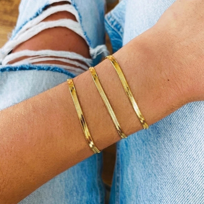 Elegant Minimalist Classic Style Chains Print 201 Stainless Steel Bracelets In Bulk