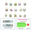 15Pcs Flowers Birds DIY Double Sided Diamond Painting Keychain Kits for Adults