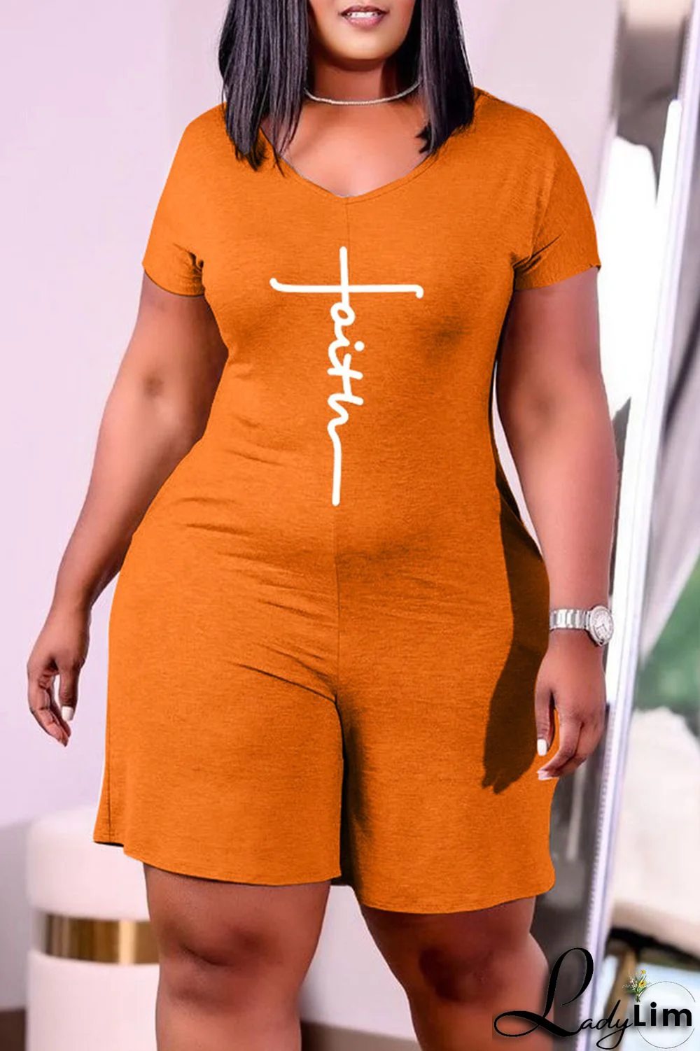 Blue Fashion Casual Print Basic V Neck Regular Jumpsuits