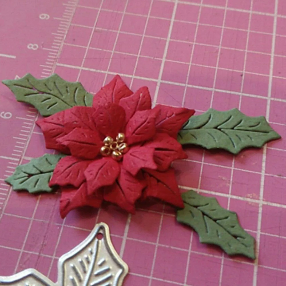 New Maple leaves with Christmas flowers Metal Cutting Dies Decorative DIY Scrapbooking Steel Craft Die Cut Embossing Paper