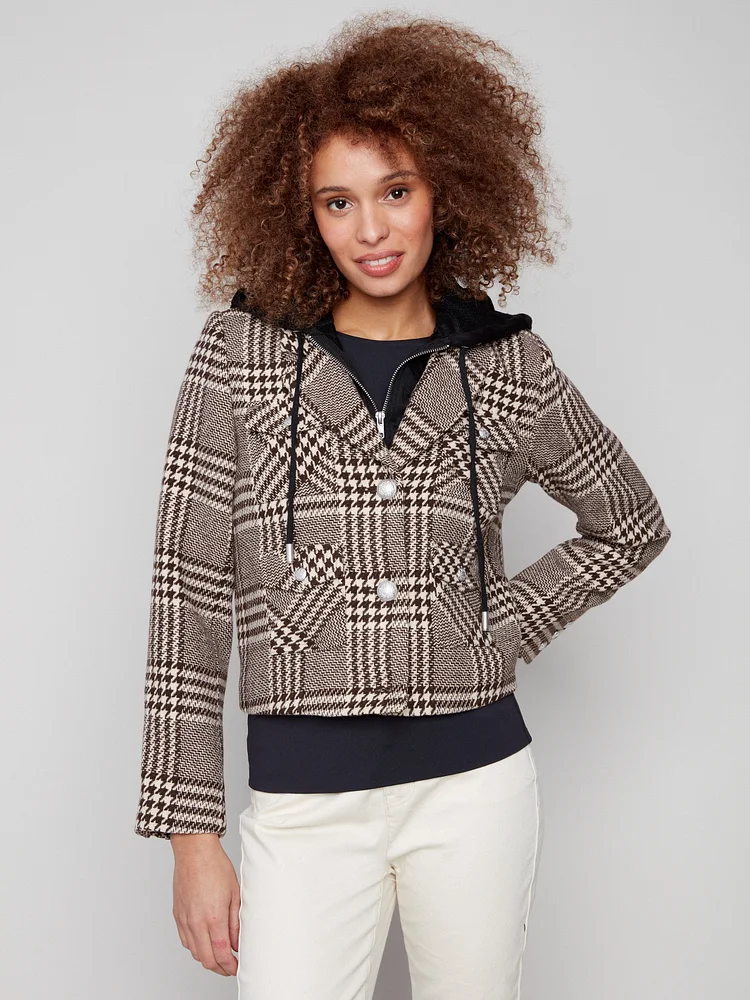 Glenn Plaid Hooded Jacket - Mocha
