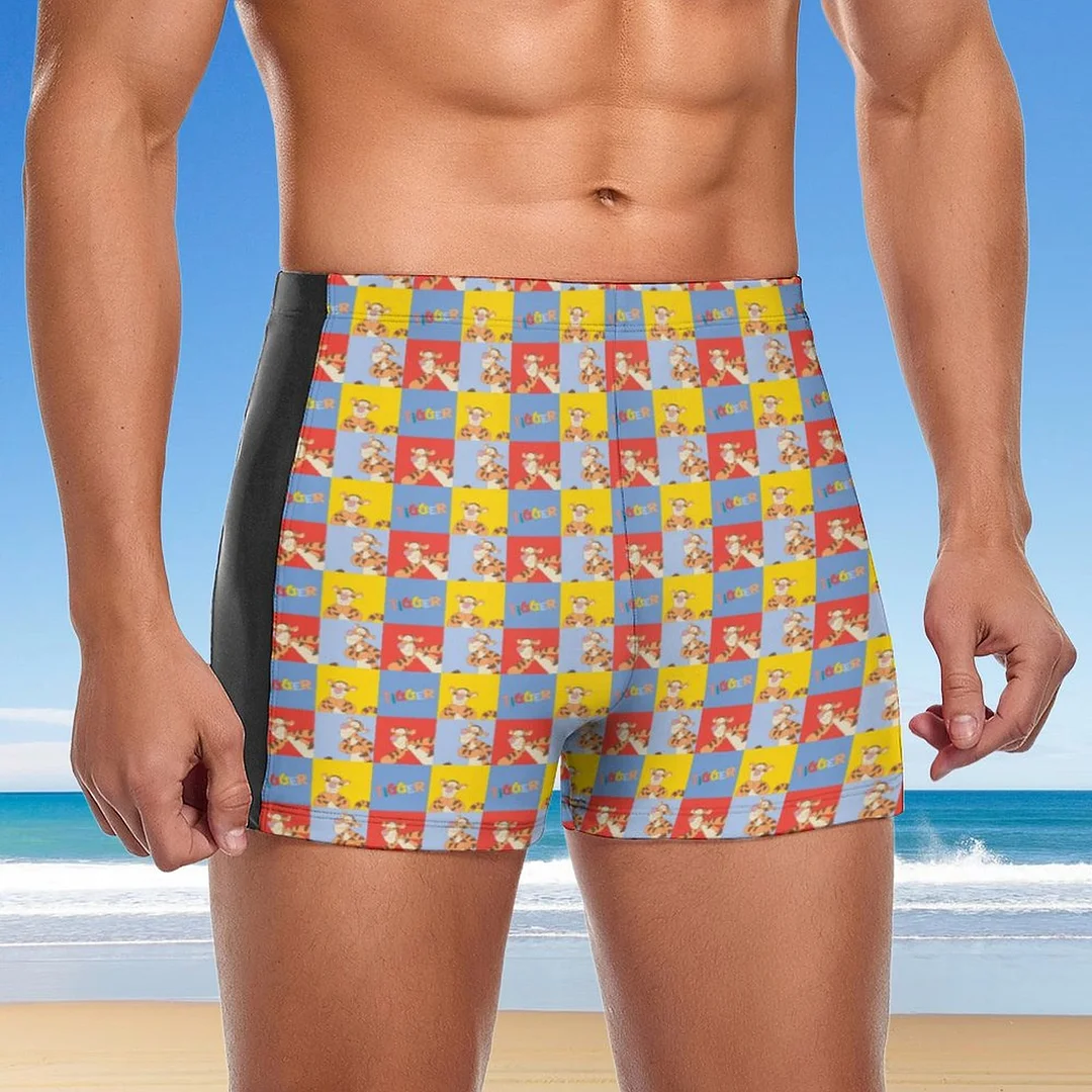 SFNEEWHO Cute Bear Character Tigger Bright Mosaic Swim Brief Square Leg ...