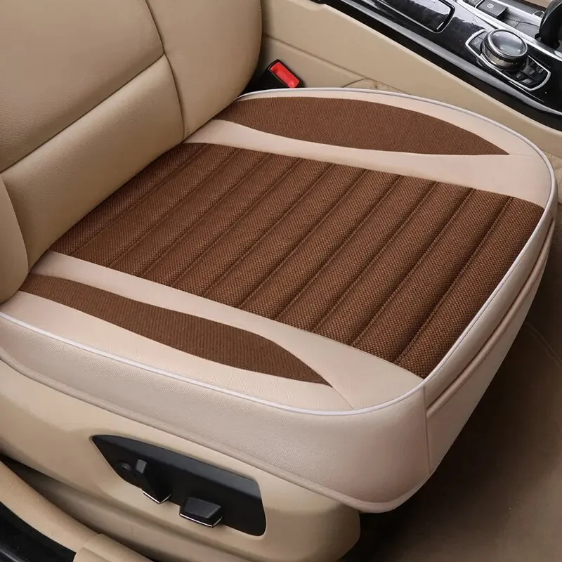 9D Flax Car Cover Breathable Front/Back Protective Cushion Four Seasons Universal Driver's Seat Decorative Pad