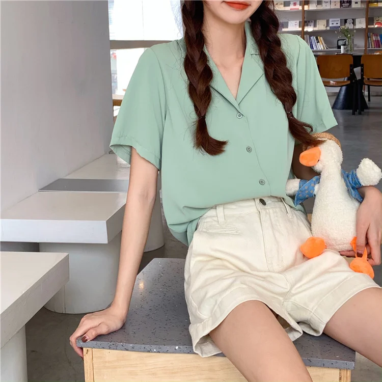 Uveng Uveng 2023 New Women's Versatile Short-Sleeved Shirt Tide