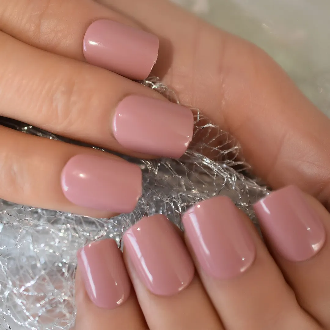 Pink Nude White French Fake Nails Squoval Square UV Gel False Press on Nails for Girl Full Cover Wear Finger Nail Art Tips 1123-Nail Inspo