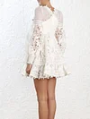 Crochet Hollow Empire Long Sleeves Mini Dresses