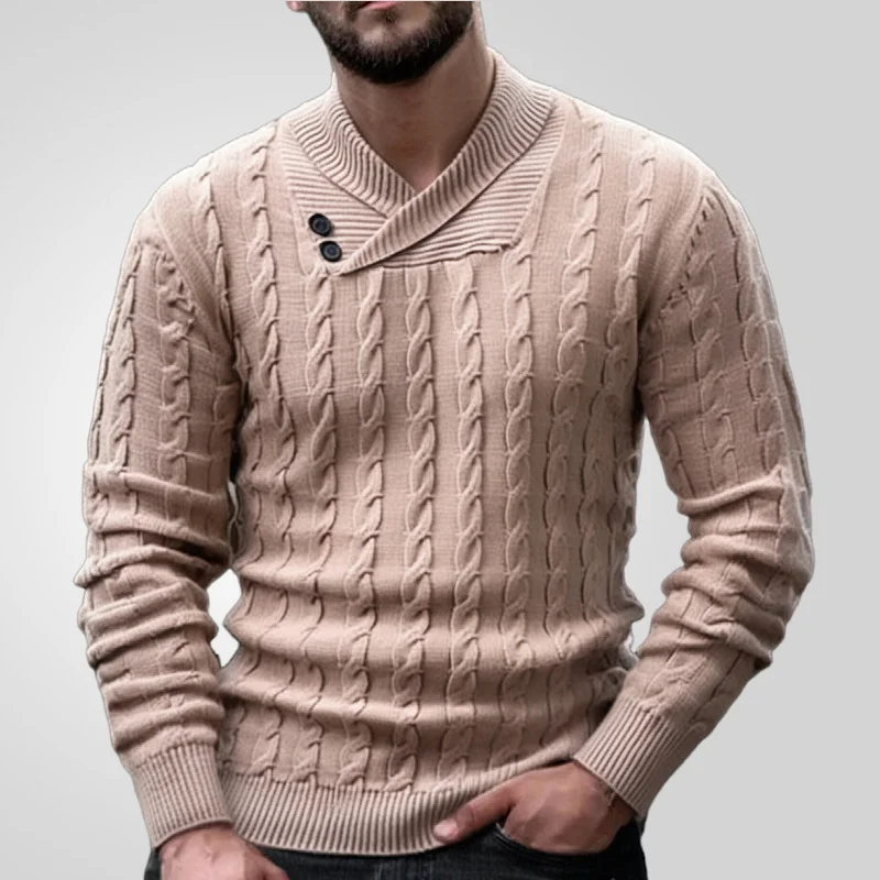 Uveng Uveng Men's Spring And Autumn Thin Knitted Shirt Collar Classic Twisting Hooded Sweater SY0024
