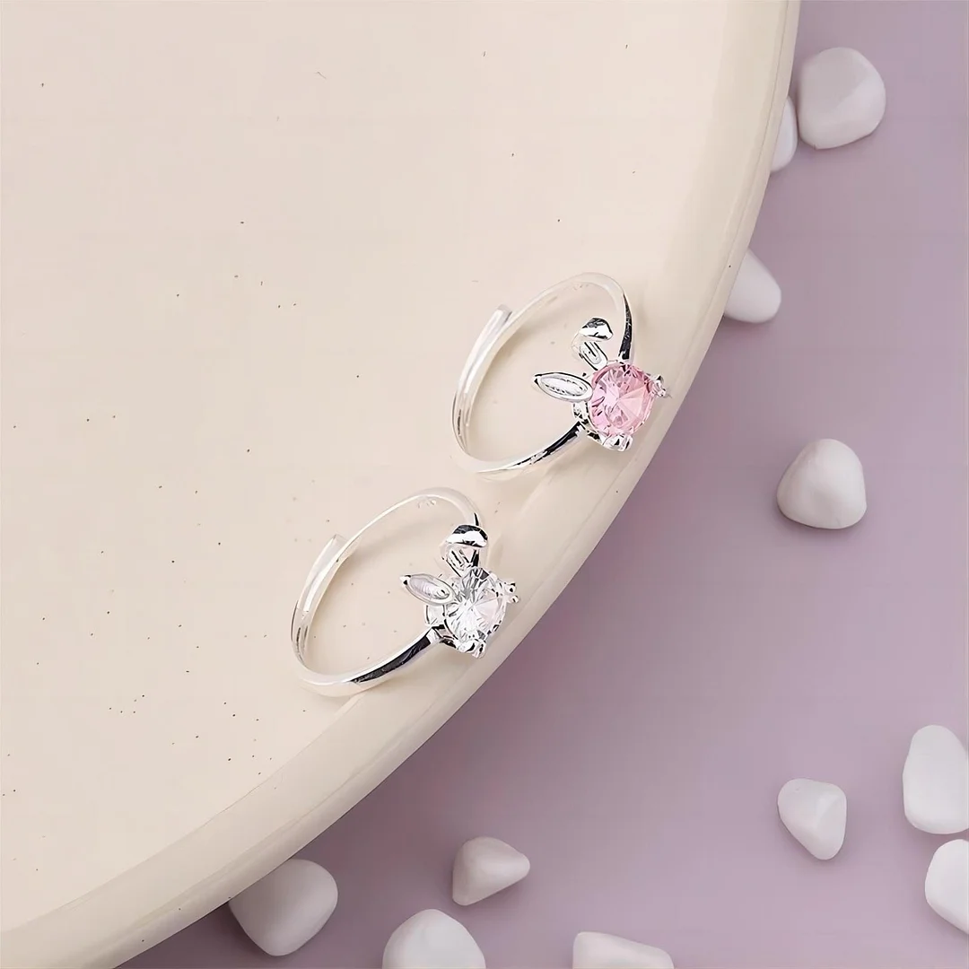 Pink Crystal Rabbit Ring