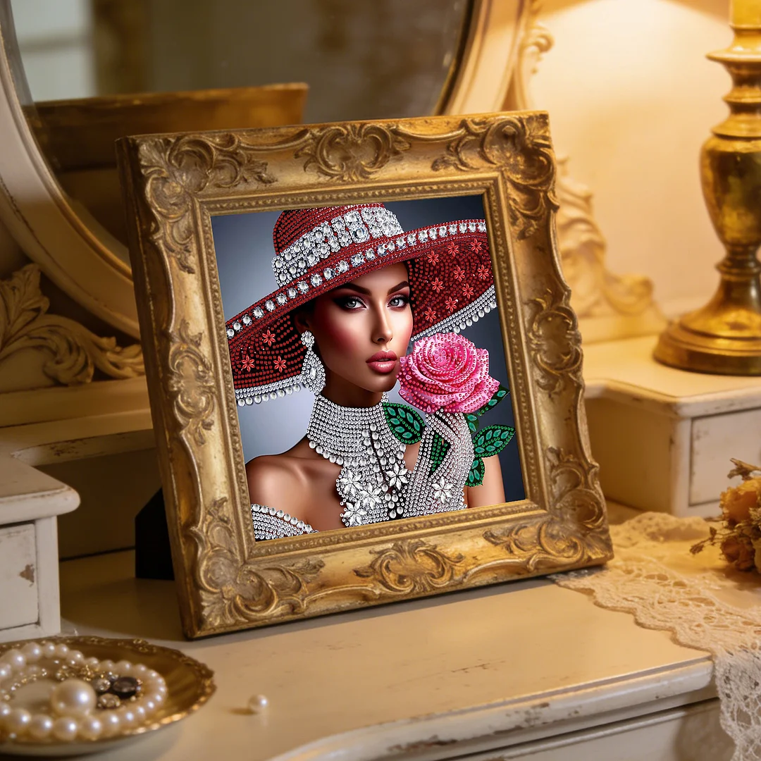 Diamond Painting - Partial Special Shaped Drill - Lady(Canvas|30x30cm)