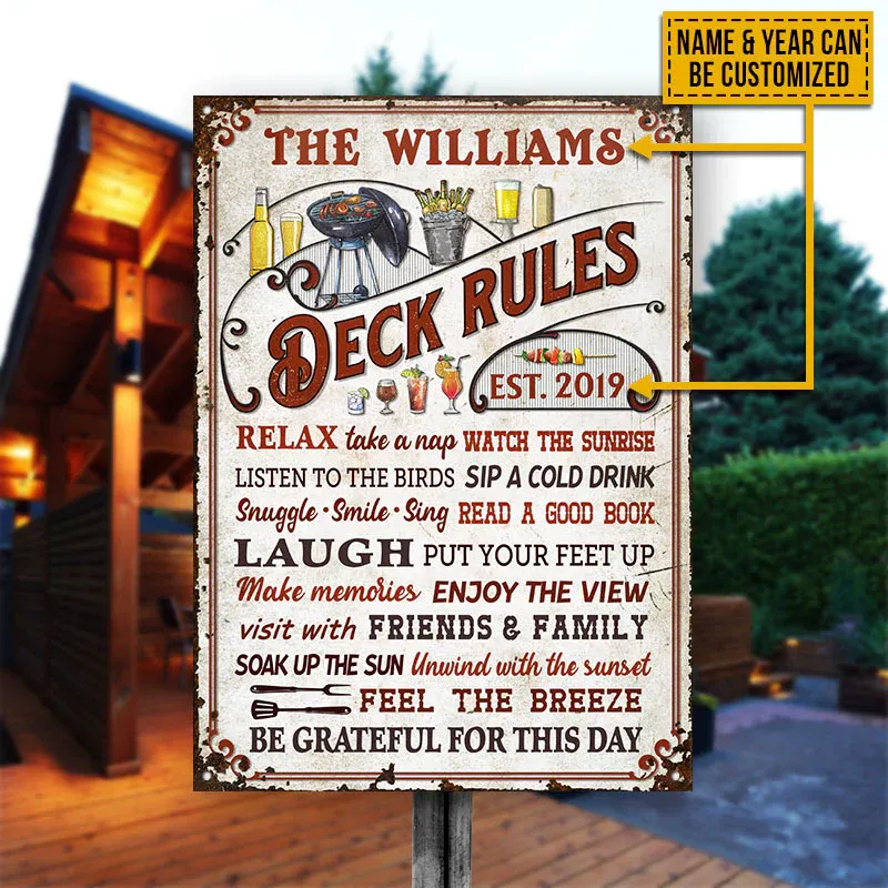 Personalized Deck Rules Take A Nap Custom Classic Metal Signs