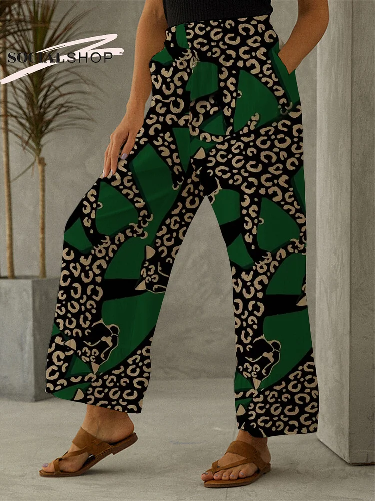 Green Leopard Women's Lounge Pants socialshop