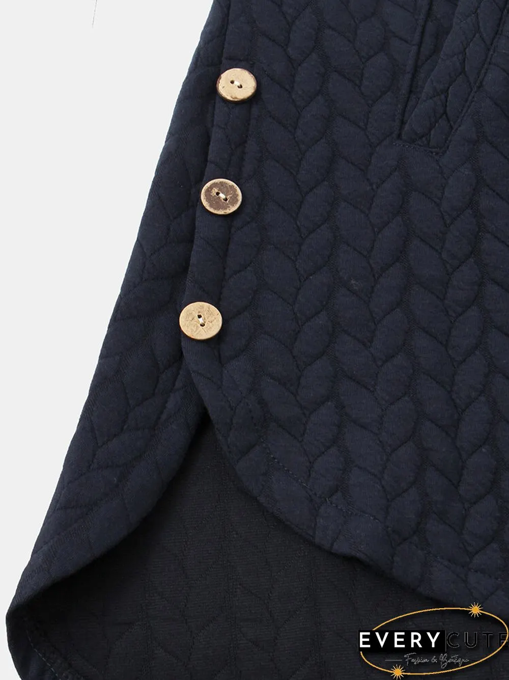 Casual Jacquard Pockets High Low Thin Loose Hooded Coat