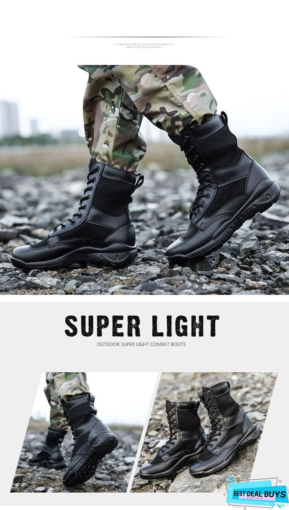 Fashion Men Military Boots Waterproof Breathable Leather Tactical Boots
