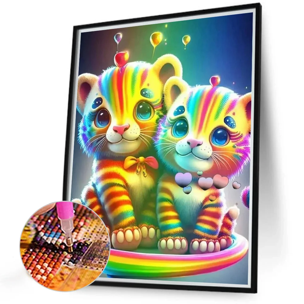 2pcs/Set Diamond Painting - Full Round Drill - Tiger Mouse(Canvas|30*40cm)