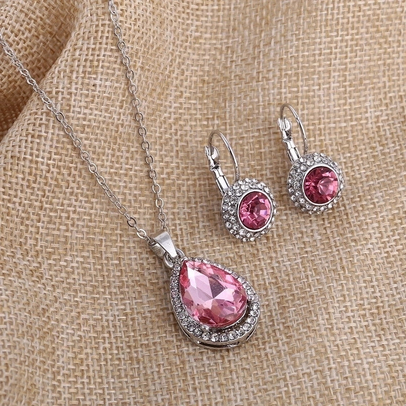 Alloy Diamond Heart Artificial Gemstones Crystal Jewelry Sets