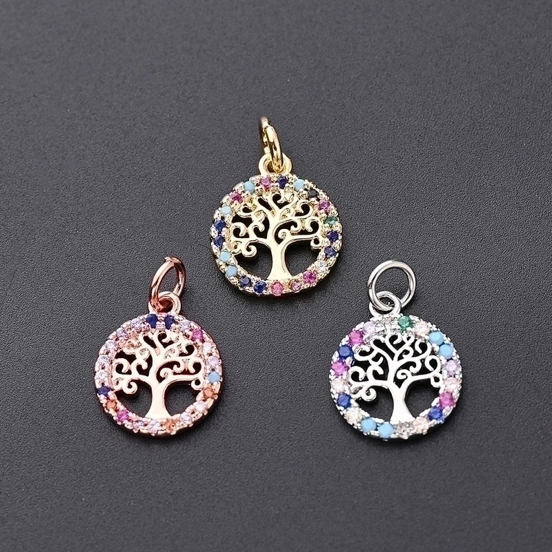 1 Piece 14x12mm Hole 3~3.9mm Copper Zircon Rose Gold Plated White Gold Plated Gold Plated Tree Life Tree Polished Pendant