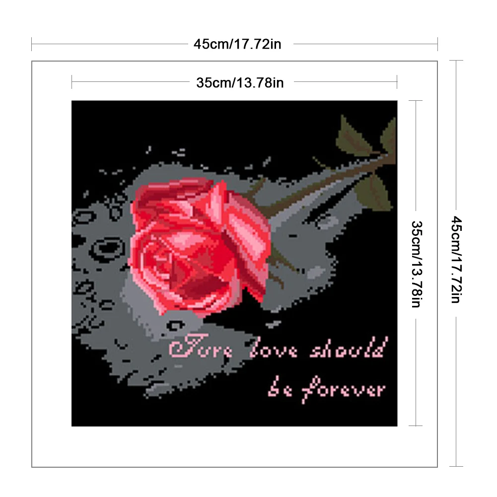 9CT Full Stamped Cross Stitch Bead Embroidery- Flower(Canvas|35*35CM)