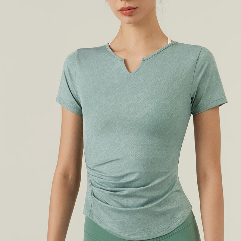 Llyge Women Sports Top Yoga Gym T-Shirt Slim Short Sleeve Fitness Crop Top Active Running Gym Shirt Workout Tops For Women llyge